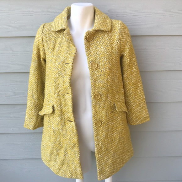 yellow tweed coat